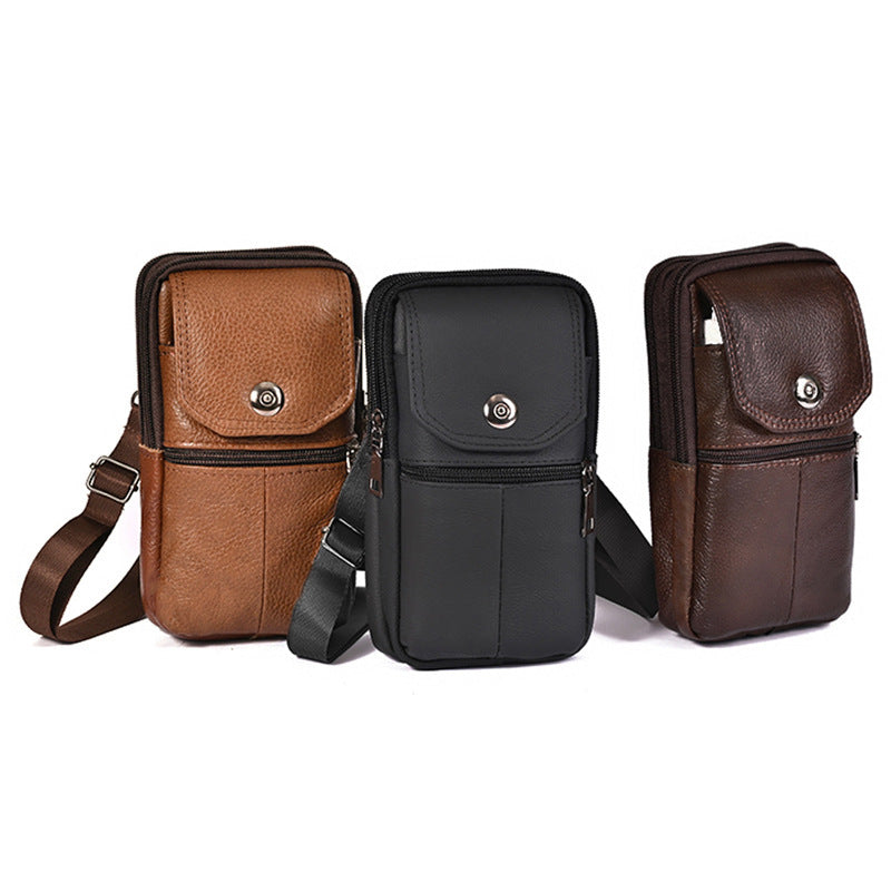 Men's Outdoor Leather Belt Bag Versatile Style
