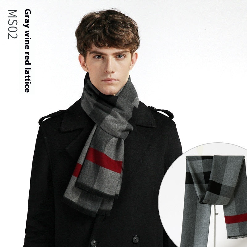 Simple Plaid Artificial Cashmere Warm Scarf