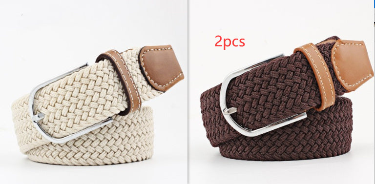 Women's Canvas Belt Casual Stretch Braided Buckle