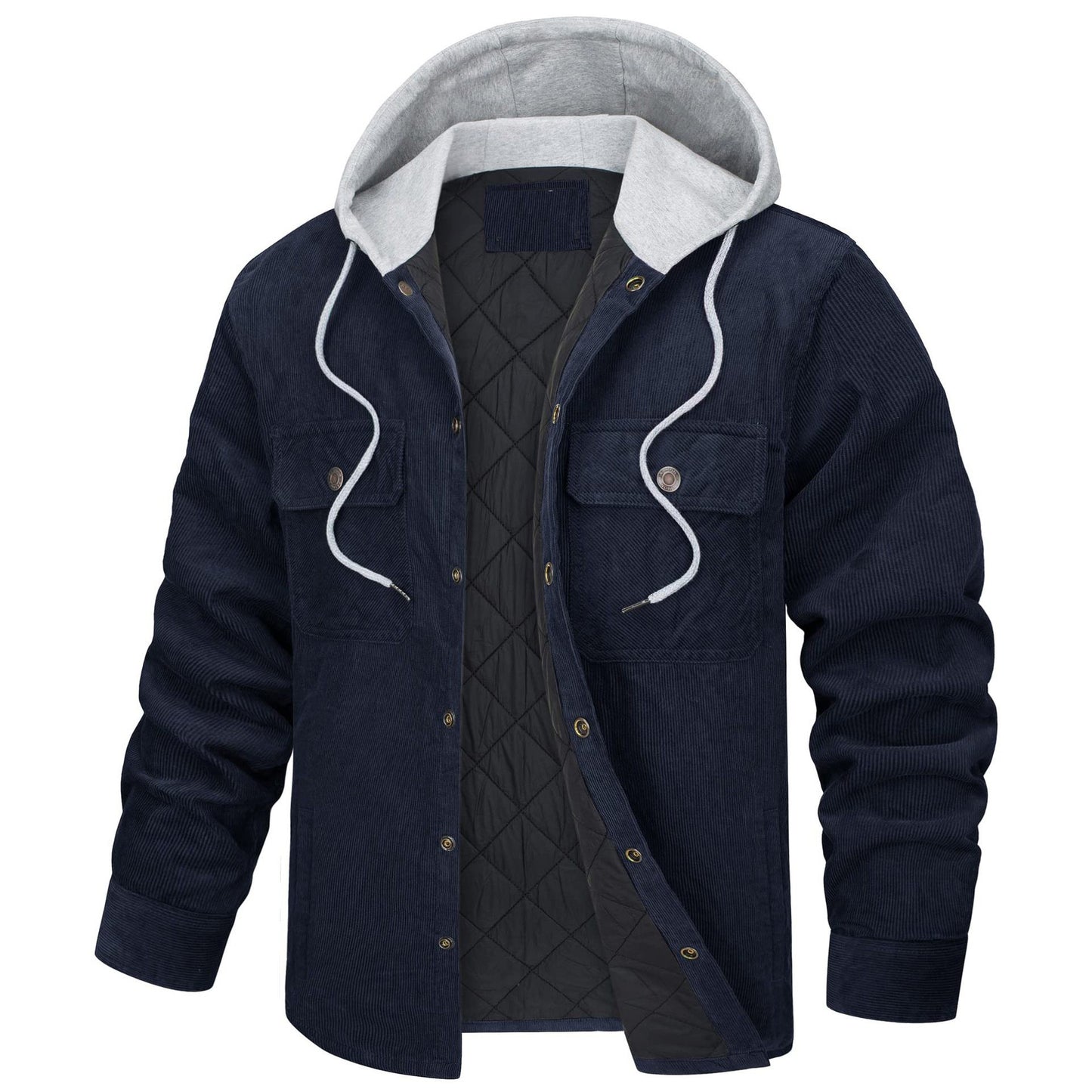 Corduroy Hooded Long Sleeve Cotton