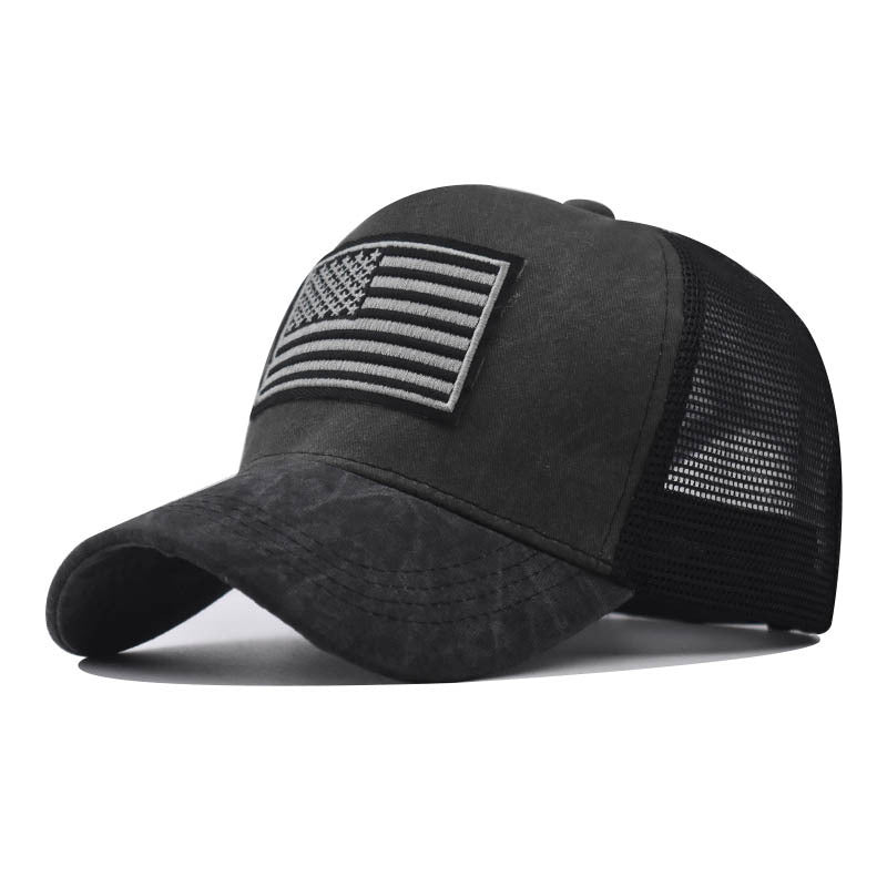 Men's Washed Distressed Embroidered Breathable Hat