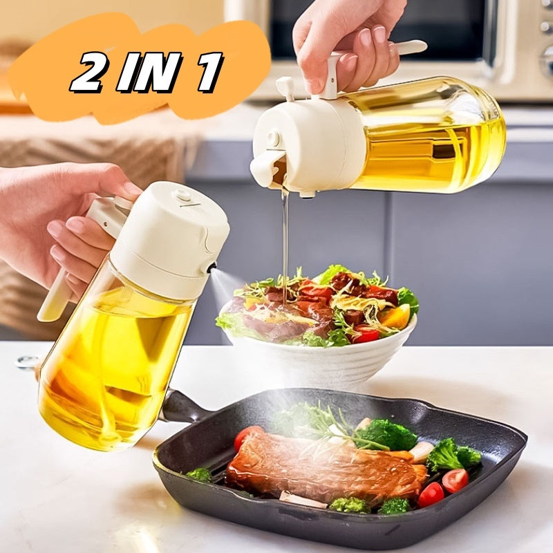 470ml Olive Oil Sprayer Dispenser 2-in-1 Glass Bottle
