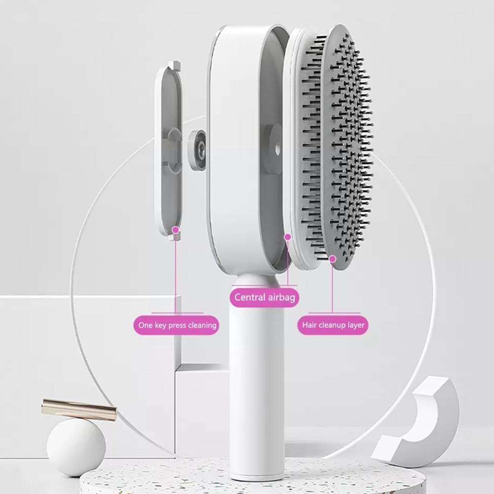 3D Air Cushion Massager Hairbrush with Self-Cleaning Feature