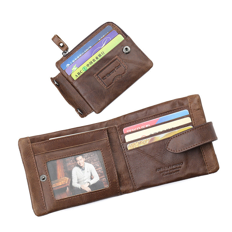 Vintage First Layer Cowhide Short Wallet