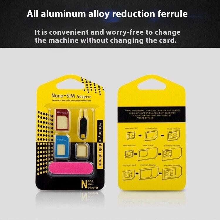 Metal SIM Support Sleeve Standard to Micro SIM Restorer 5-Piece Set