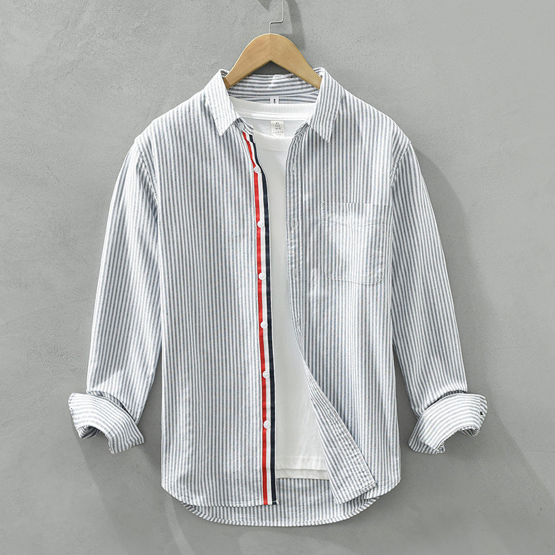 Autumn Japanese Striped Men's Long Sleeve Shirt
