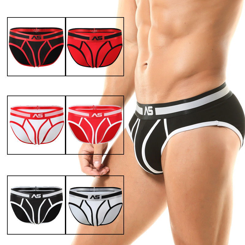 Men's Color Matching Low Waist Briefs