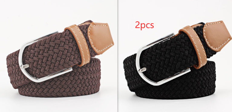 Women's Canvas Belt Casual Stretch Braided Buckle