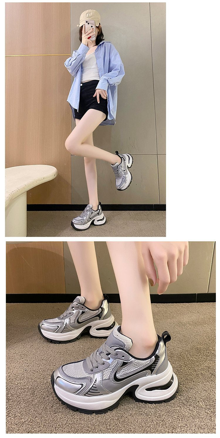 Thick Bottom Leather Clunky Sneakers