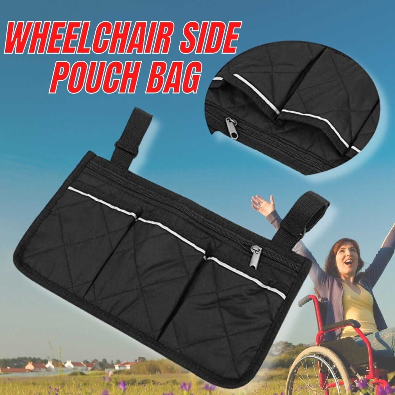 Outdoor Wheelchair Armrest Storage Pouch: Organizer Holder Pack
