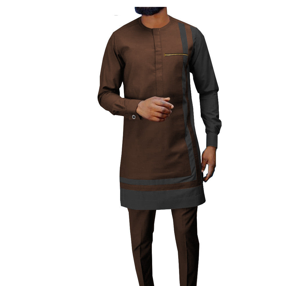 African Ethnic Printing Batik Cotton Casual Suit