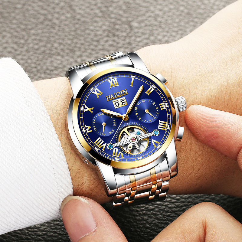 Men's Fashion Luminous Waterproof Skeleton Tourbillon Watch