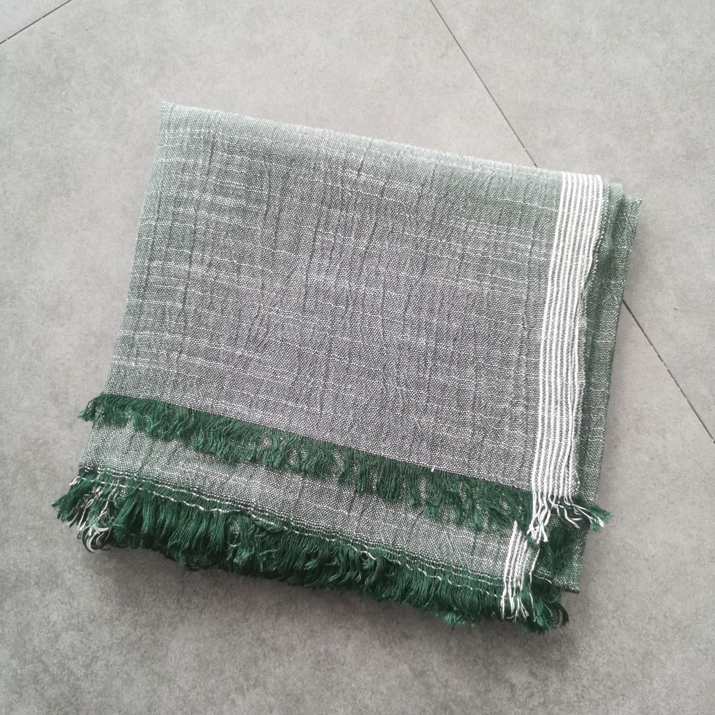 Japanese Korean Striped Solid Color Cotton And Linen Scarf
