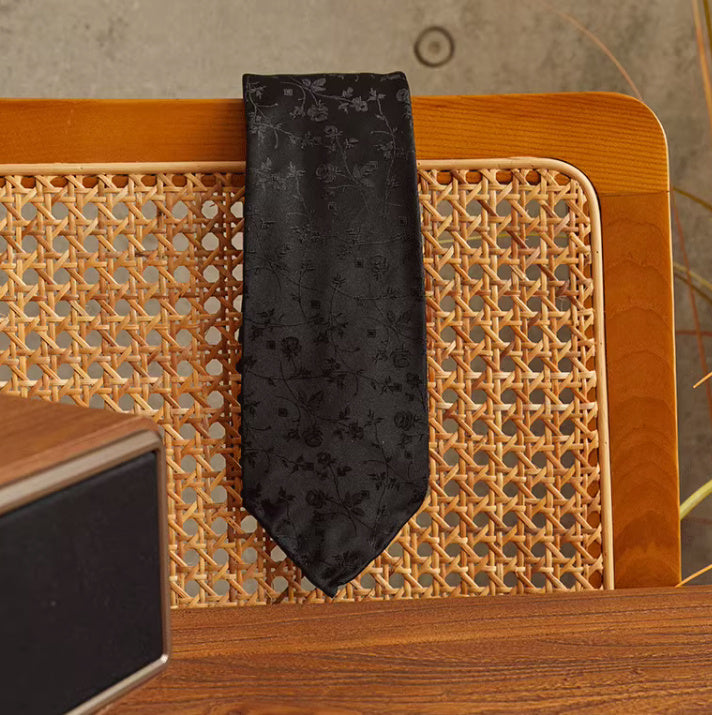 Three-fold Roll Wool Lining Handmade Silk Jacquard Tie