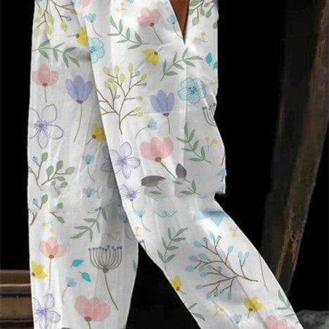 Women's All-match Elastic Waist Slimming Digital Printed Trousers