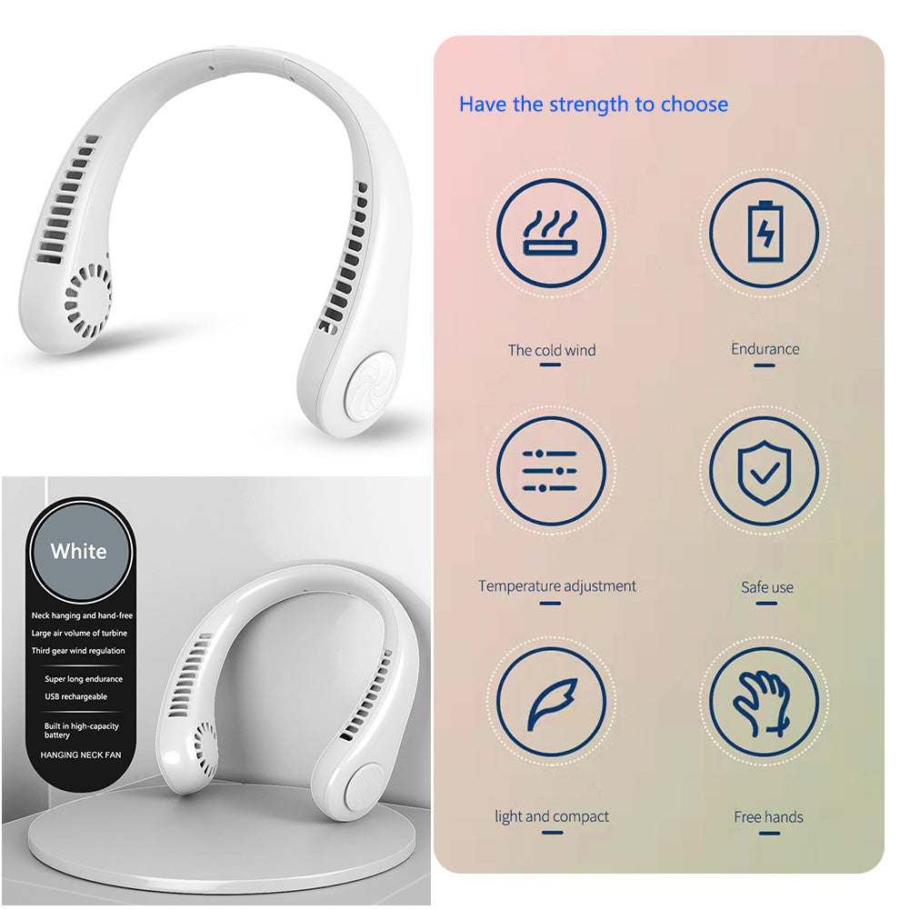 Portable Leafless Neck Fan 4000mAh Rechargeable