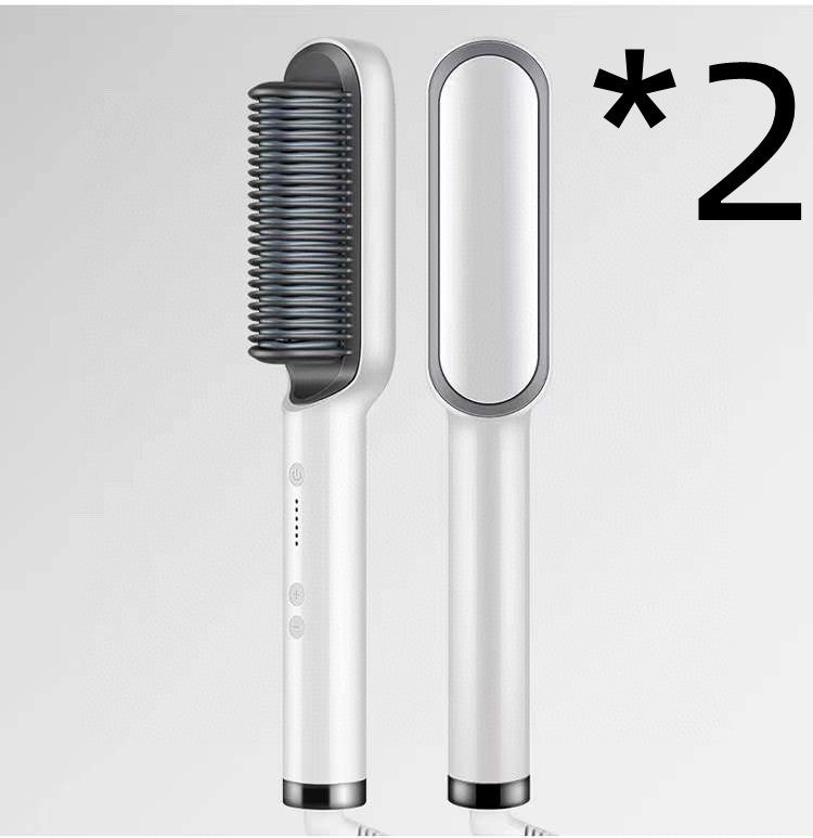 2 In 1 Hair Straightener Hot Comb Curling Brush