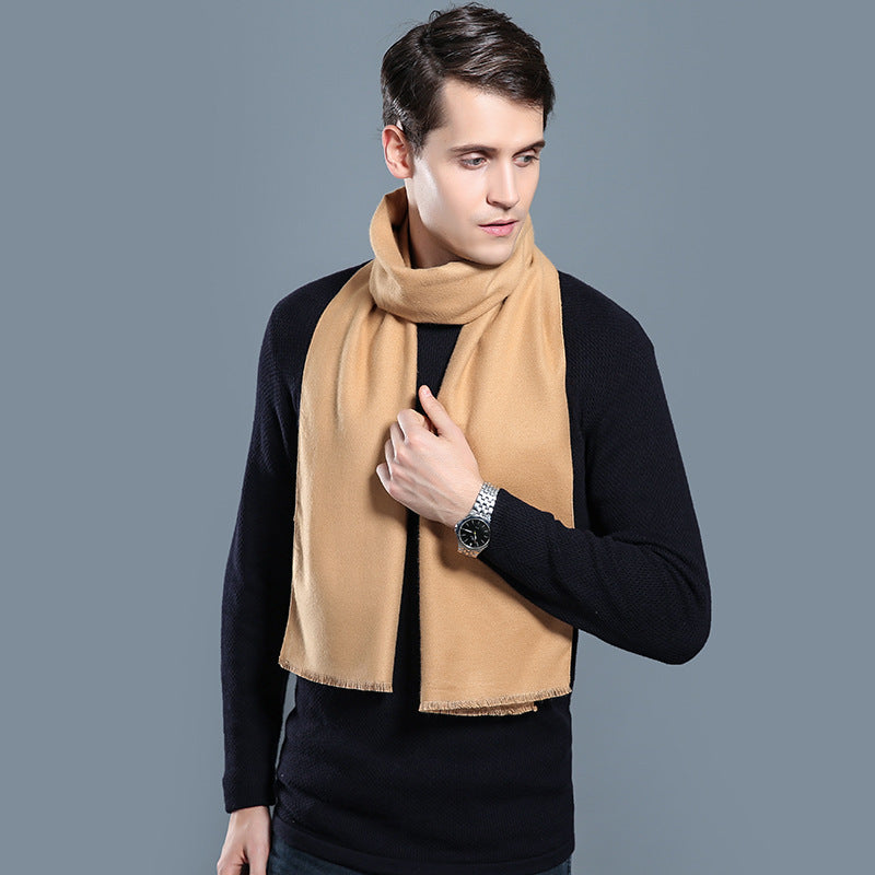 Simple Plaid Artificial Cashmere Warm Scarf
