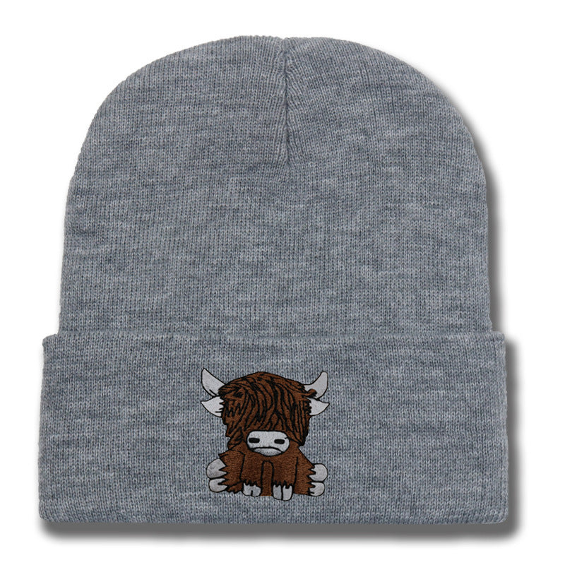 Cartoon Long Hair Yak Knitted Hat Winter Warm Wool