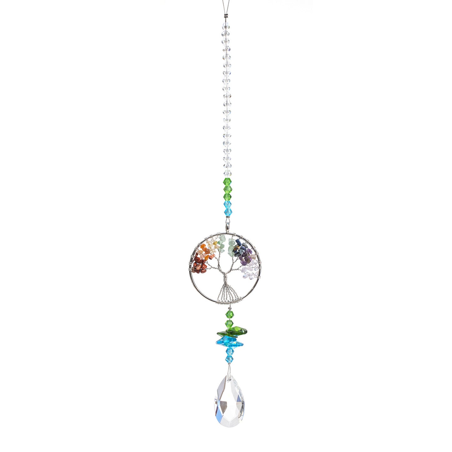 Colorful Rough Stone Lucky Tree Crystal Pendant