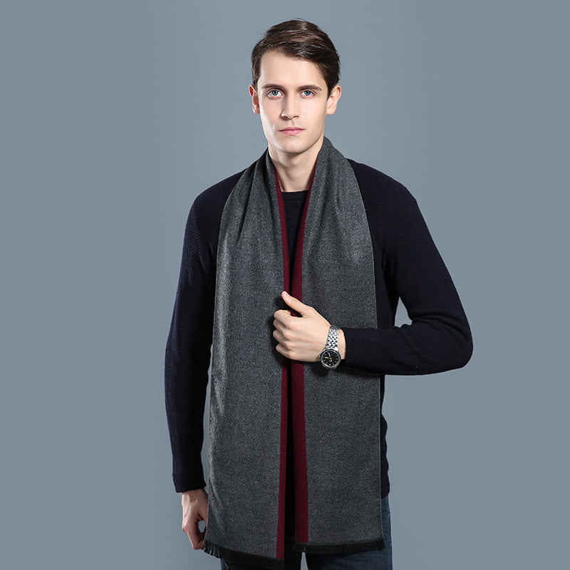 Simple Plaid Artificial Cashmere Warm Scarf