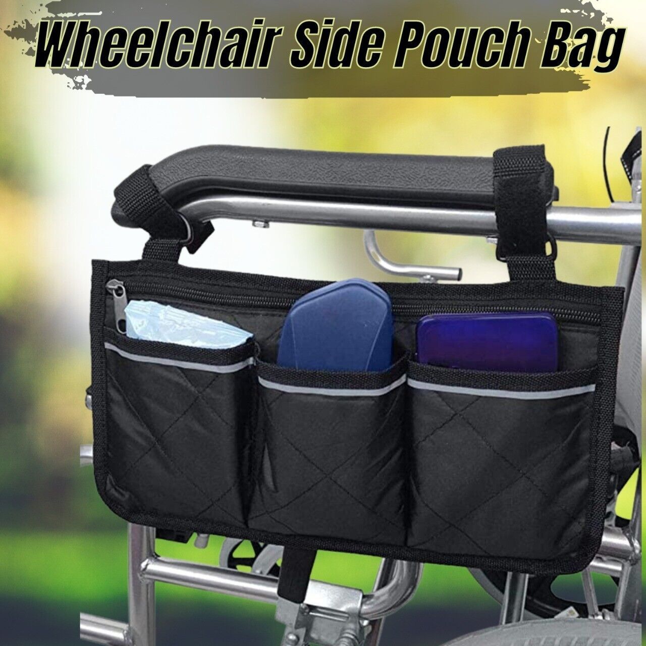 Outdoor Wheelchair Armrest Storage Pouch: Organizer Holder Pack