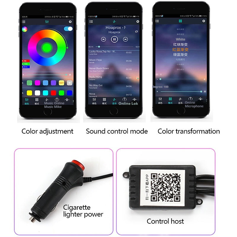 Car Fiber Optic Ambient APP Rhythm Light