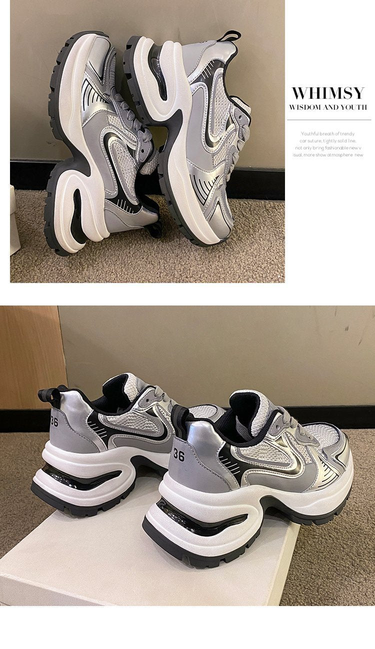 Thick Bottom Leather Clunky Sneakers