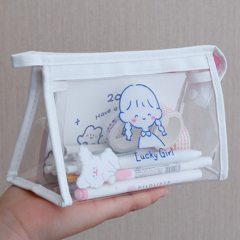 Japanese-Inspired Transparent Pencil Case for Girls