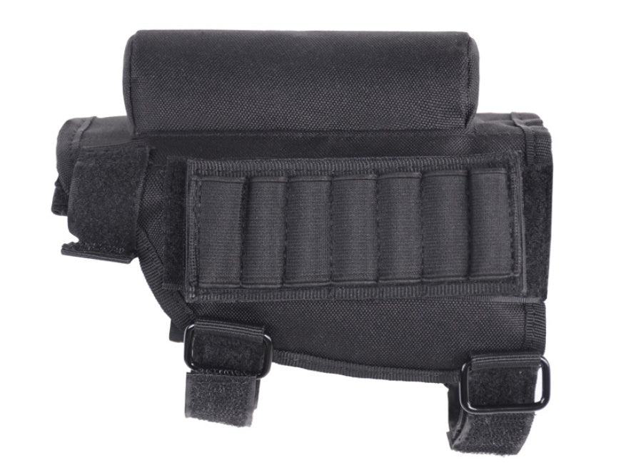 Adjustable Tactical Rifle Buttstock Cheek Rest & Ammo Pouch