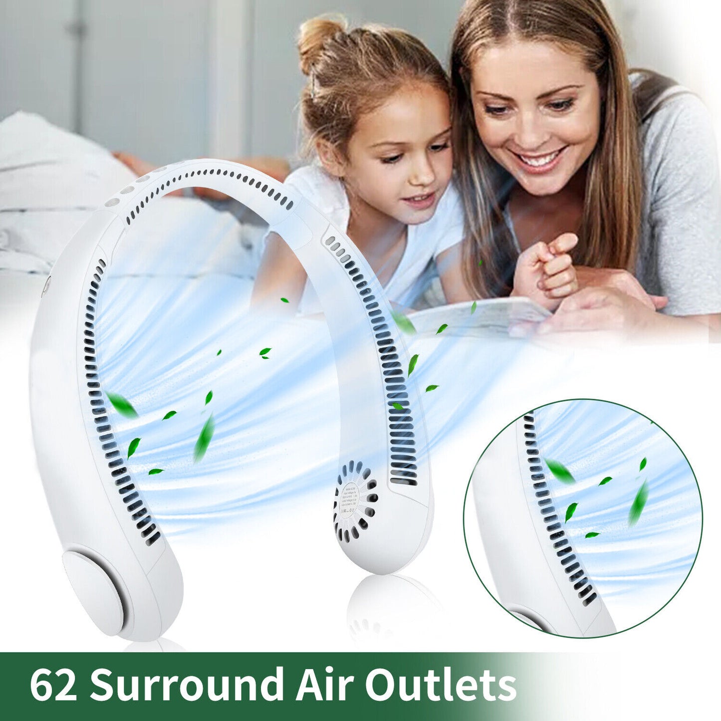 Portable Leafless Neck Fan 4000mAh Rechargeable
