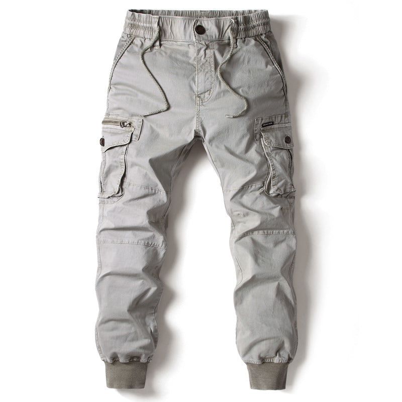 Solid Color Skinny Multi-pocket Men's Work Pants