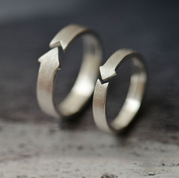 Sterling Silver Ring Arrow Brushed Couple Ring