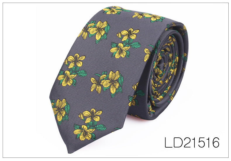 Men's 6cm Flower Graffiti Yarn-dyed Tie
