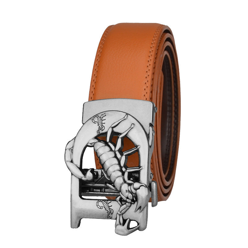 Men's Automatic Leather Bronze Belt
