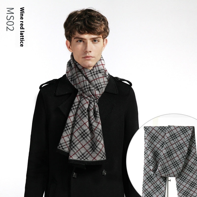 Simple Plaid Artificial Cashmere Warm Scarf