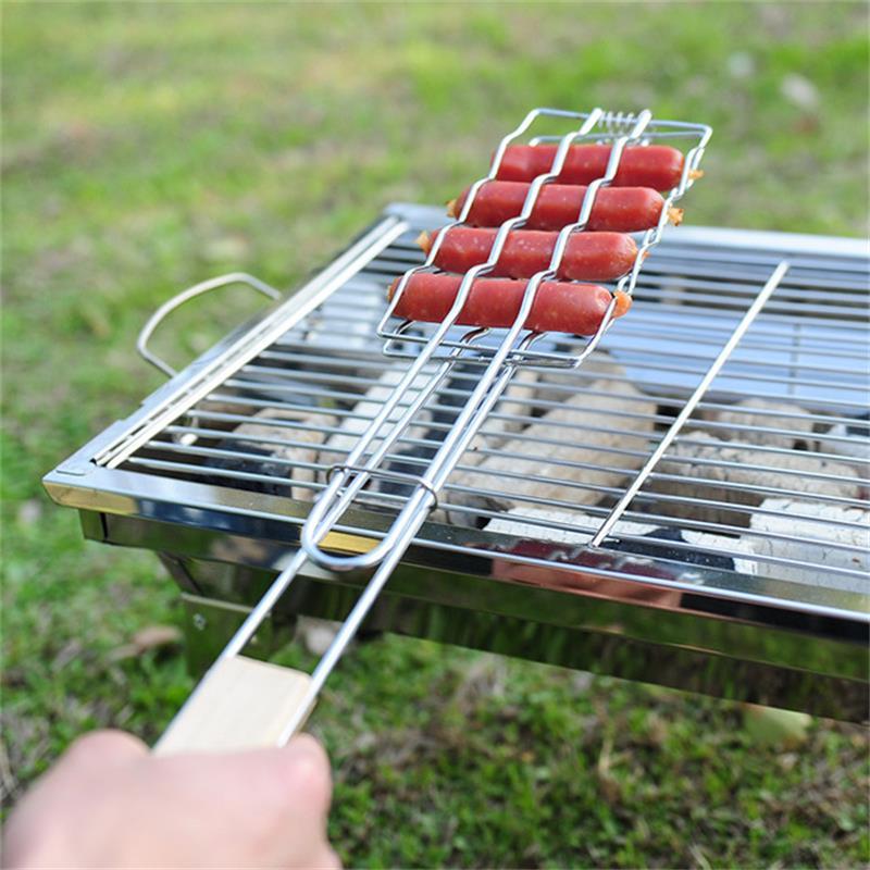 Outdoor Grilling Tools Wooden Handle Clip Rack