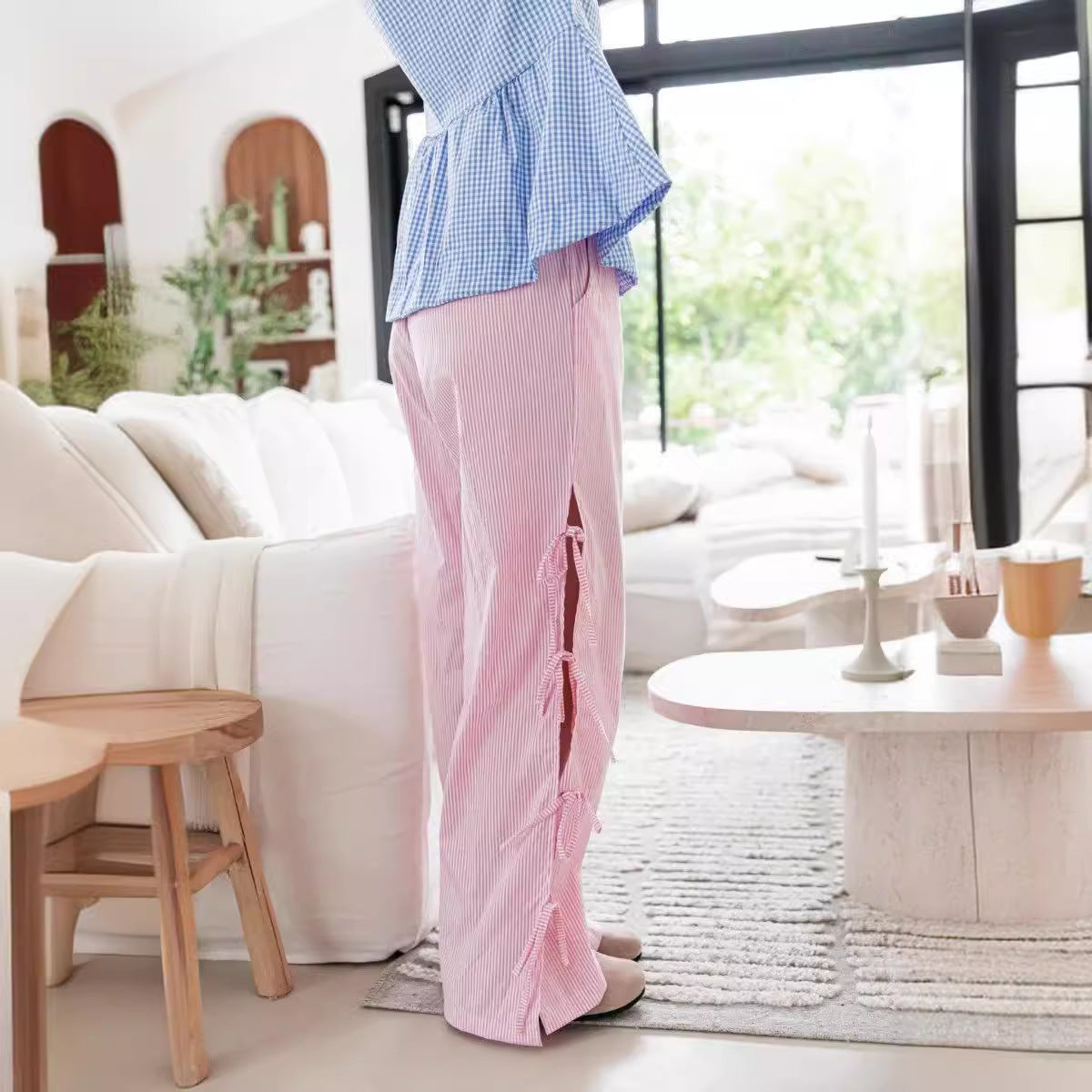 Women's Loose Side Lace-up Casual Trousers