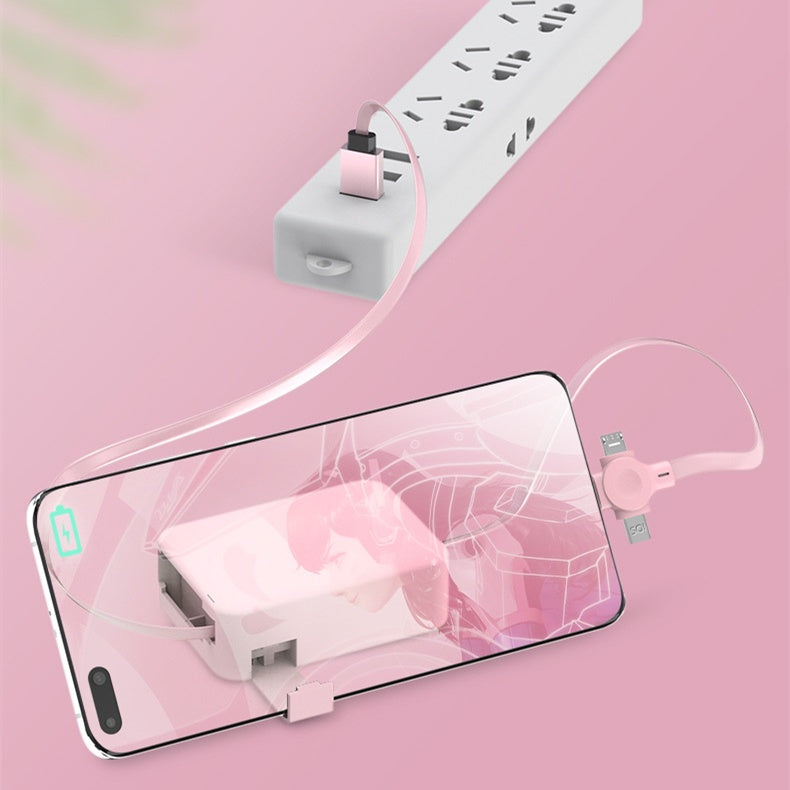 4 in 1 Retractable USB Cable Macaron Type C Micro iPhone