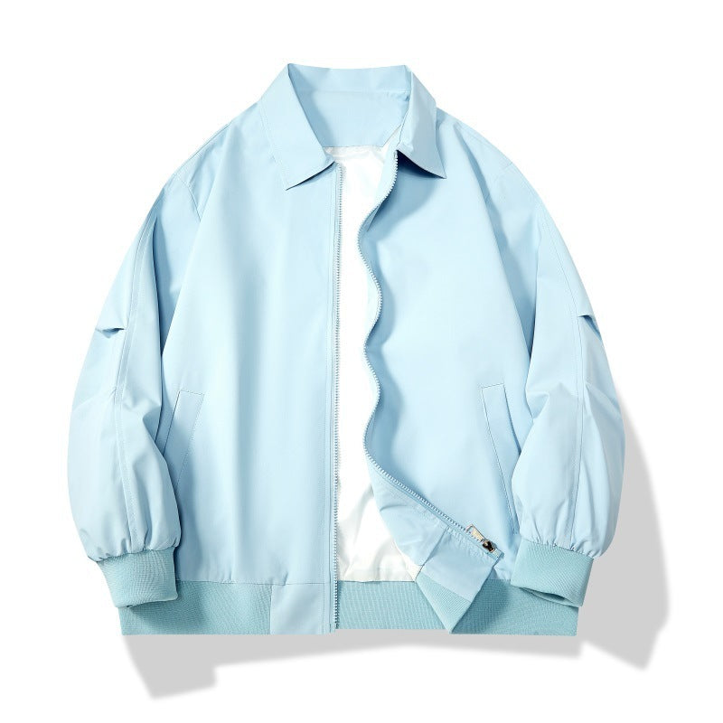 Outdoor Leisure Loose Jacket Teen Trend Japanese Style Workwear Polo Collar Solid Color Coat