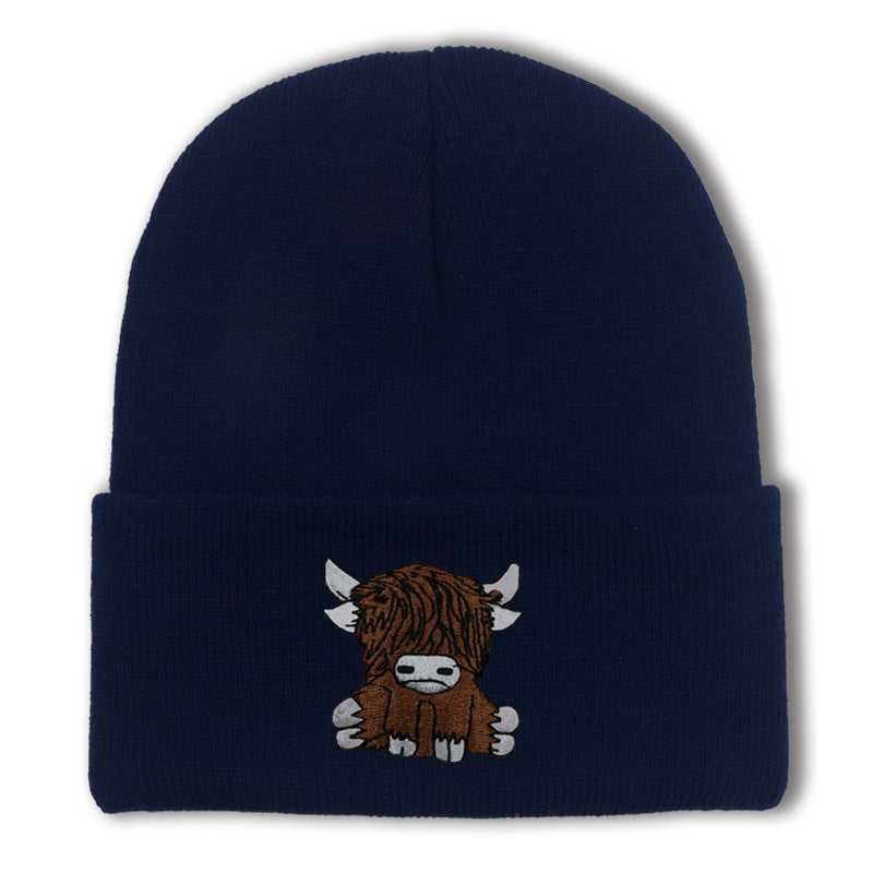 Cartoon Long Hair Yak Knitted Hat Winter Warm Wool