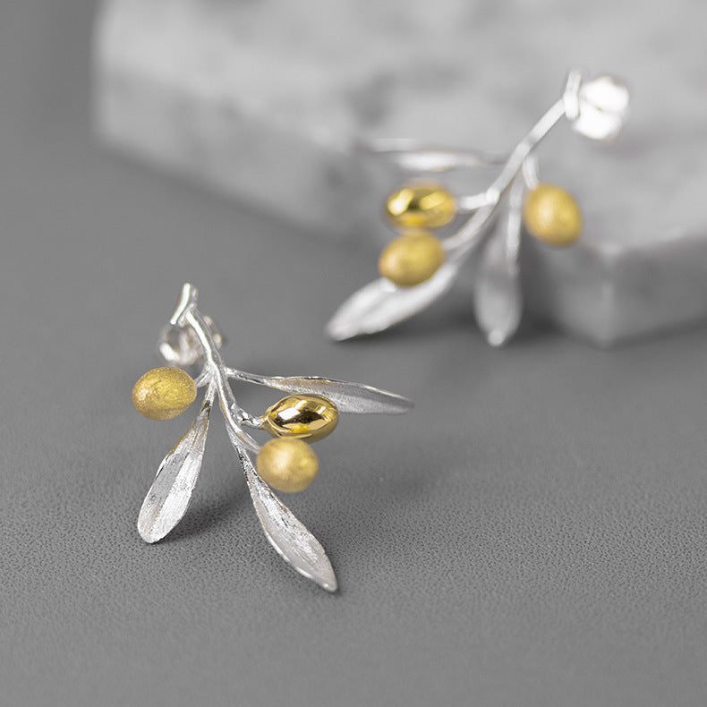 Love's Taste Silver Olive Branch Studs