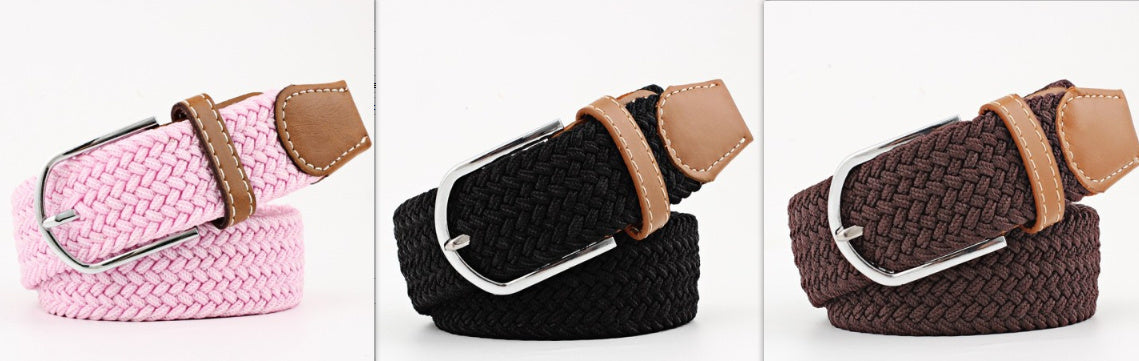 Women's Canvas Belt Casual Stretch Braided Buckle