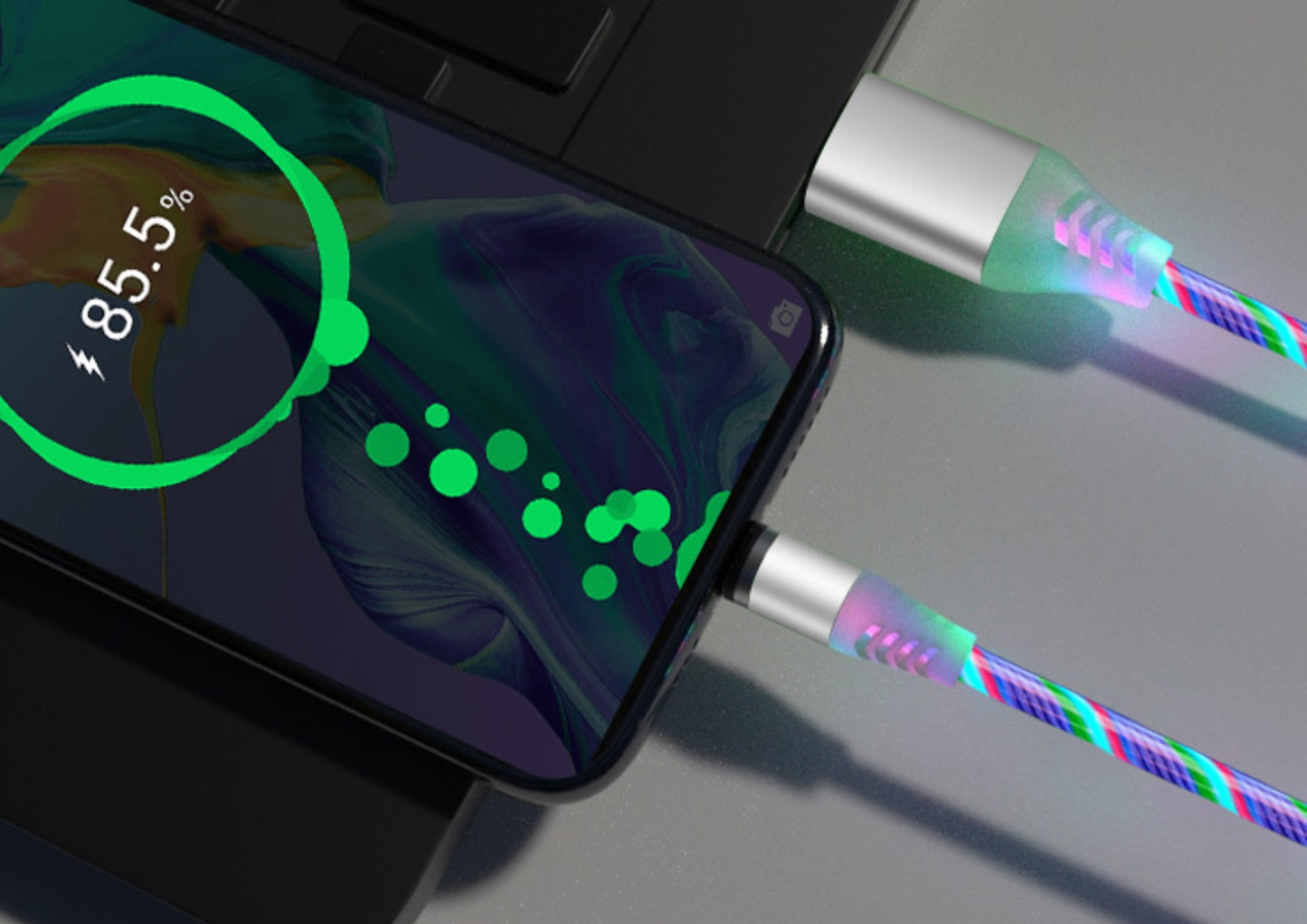 Magnetic Flowing Light Data Cable iPhone Android Type-C