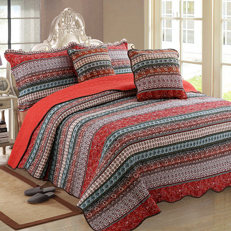 Three-piece Cotton Linen Wash Quilt Set