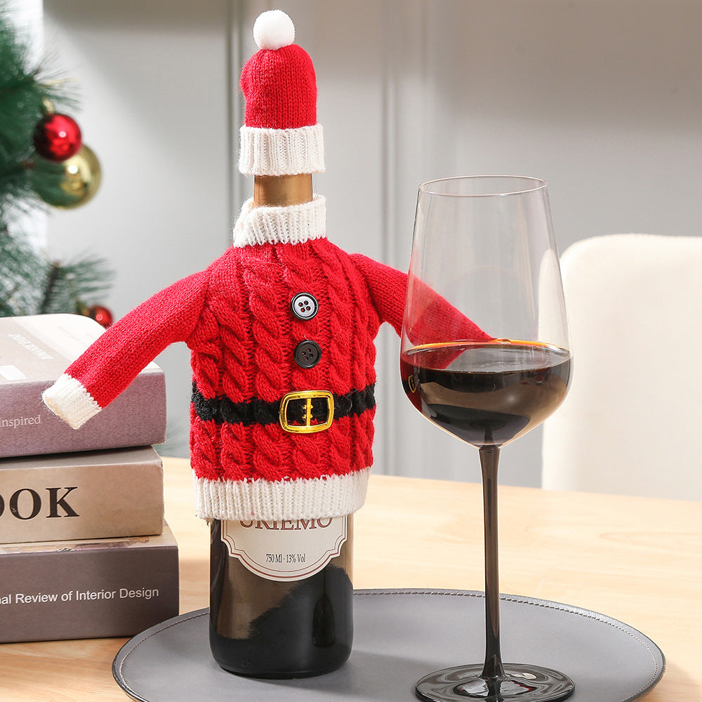 Christmas Knitted Wine Bottle Cover Decoration
