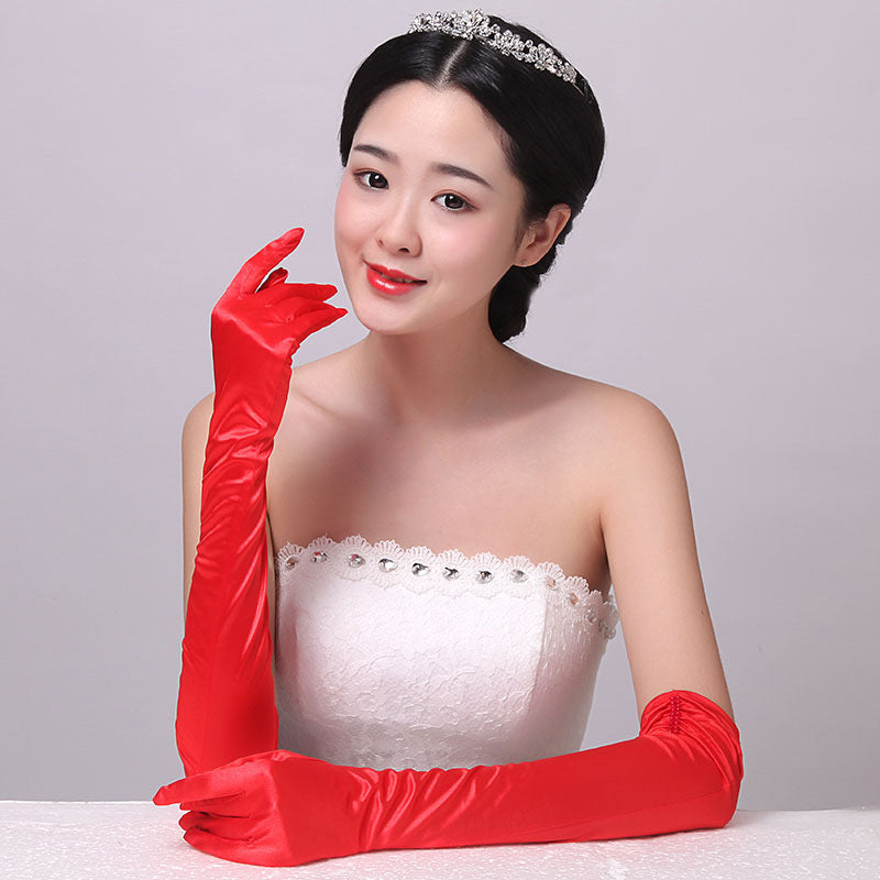 Beaded Satin Sun Protection Bridal Wedding Gloves