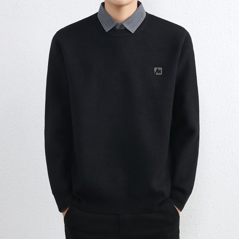 Simple Fake Two Pieces Sweaters Men