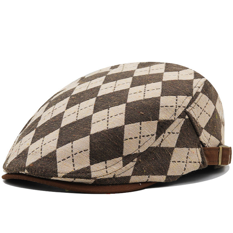 Retro Plaid Short Brim Advance British Casual Painter Hat