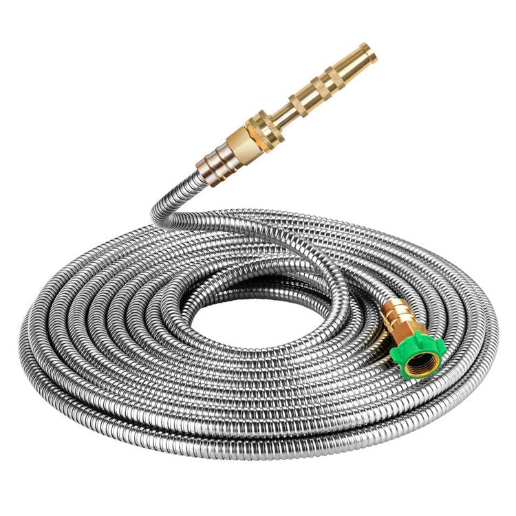Stainless Steel Garden Hose with Brass Nozzle